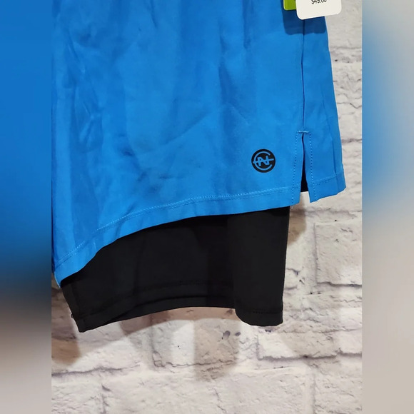 Nautica competition running shorts blue with black compression shorts Large NEW - Picture 2 of 7